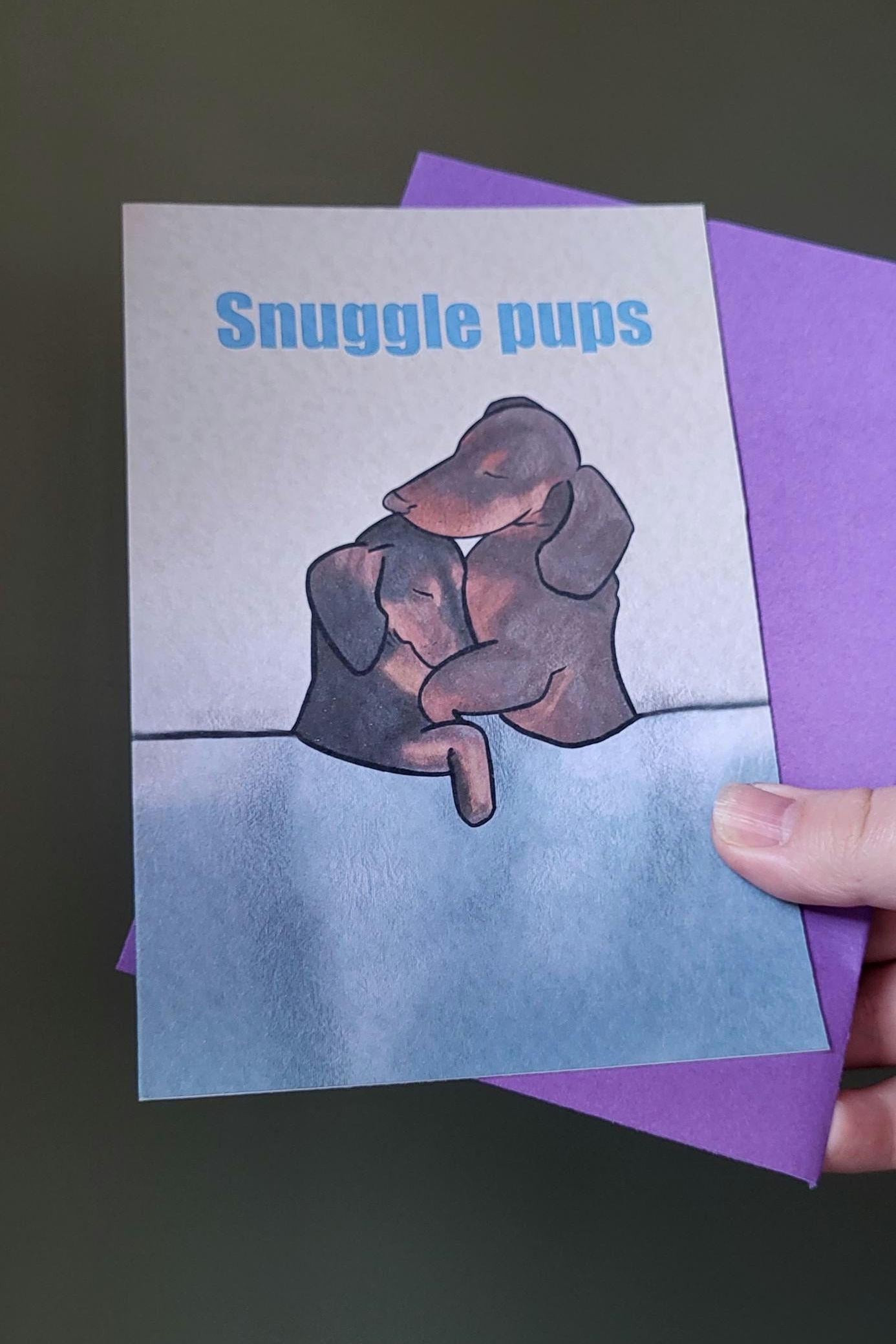Dachshunds “Snuggle Pups” Greeting/Birthday Card