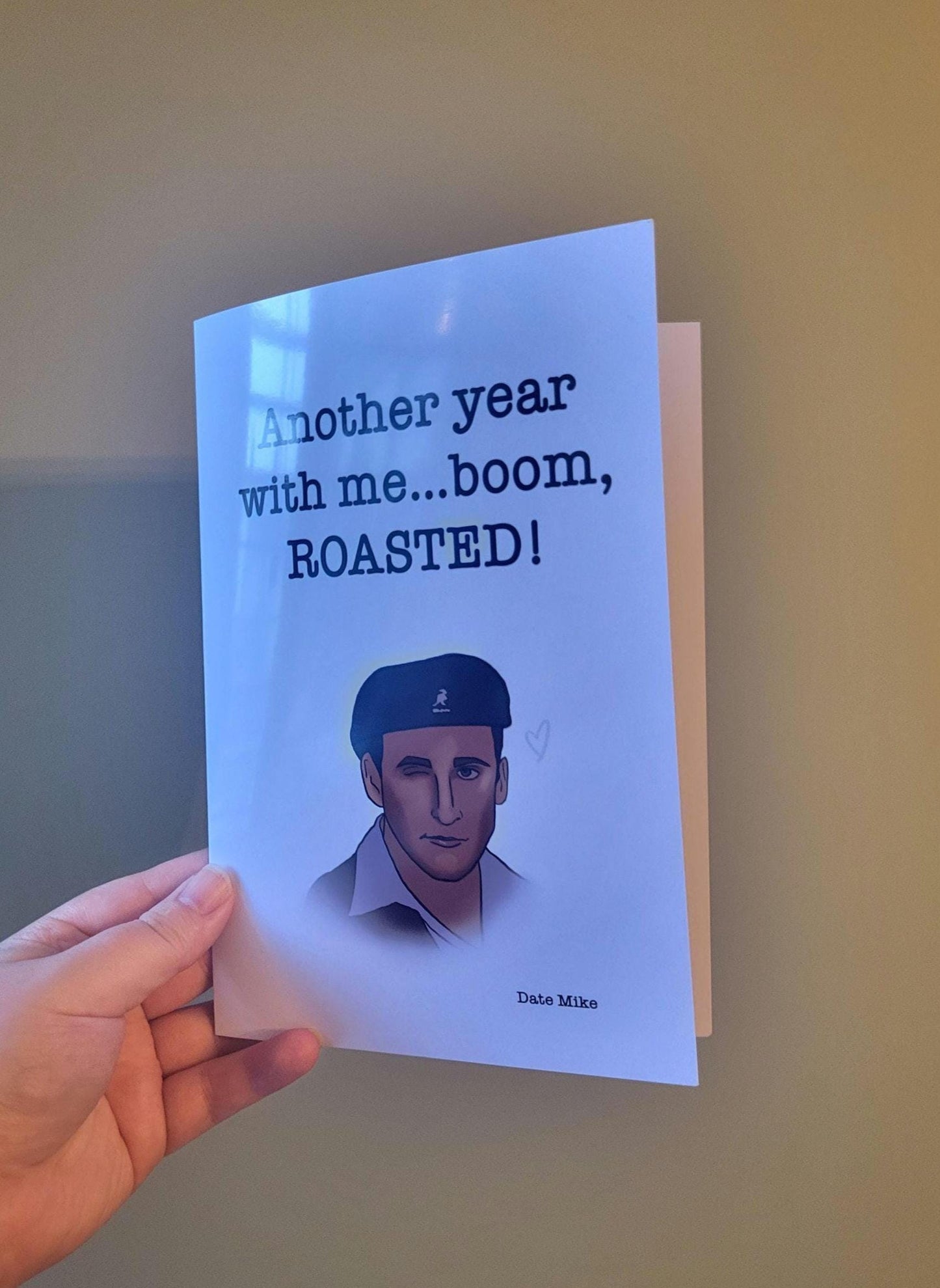 Michael Scott "Boom, Roasted" anniversary card