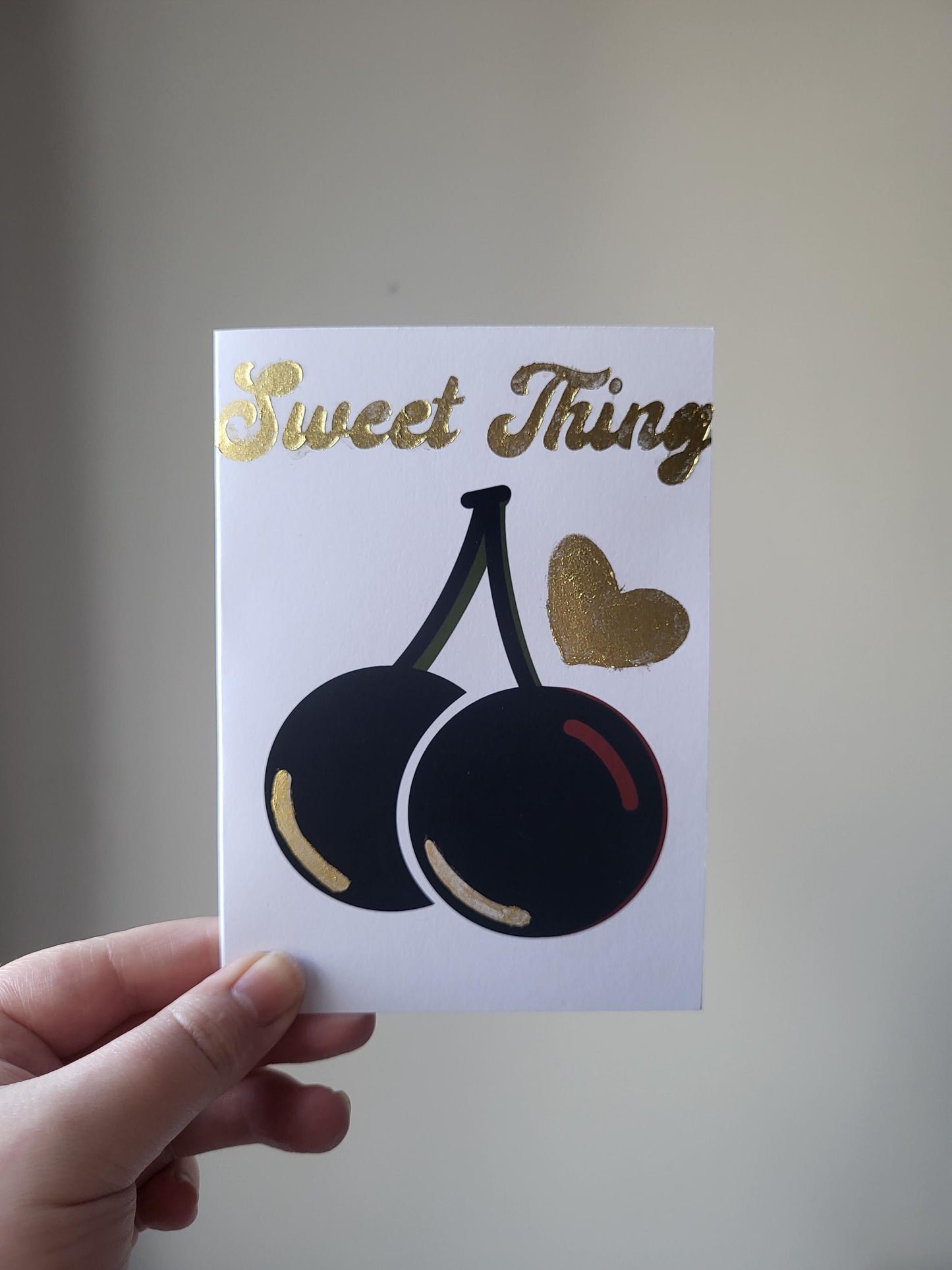 Small 'Sweet Thing' greeting cards with gold embellishments