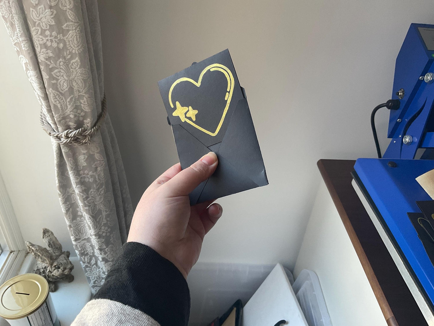 Mini Greeting Cards 4" x 4" semi hand painted cards on black card and gold embellishment