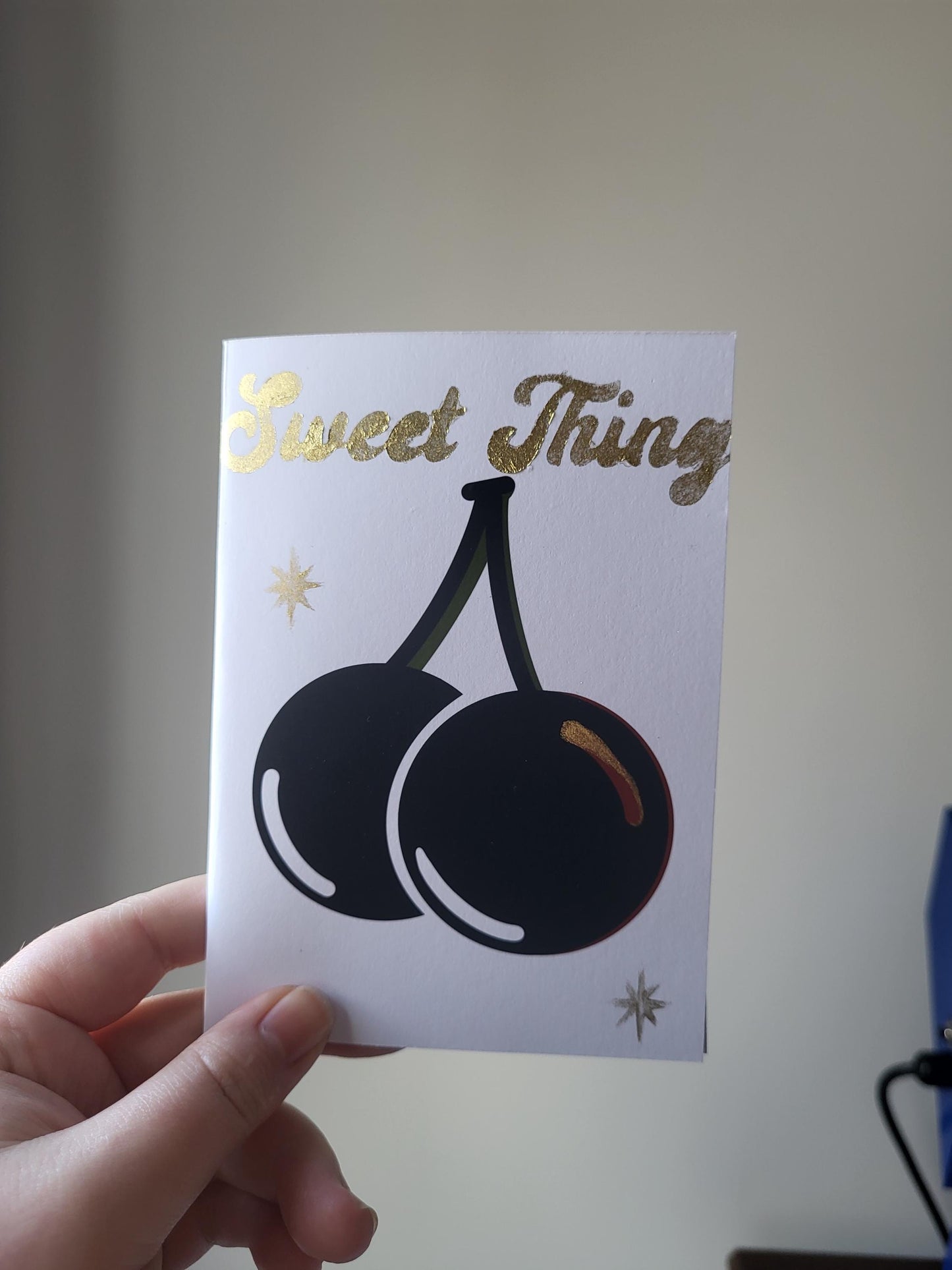 Small 'Sweet Thing' greeting cards with gold embellishments