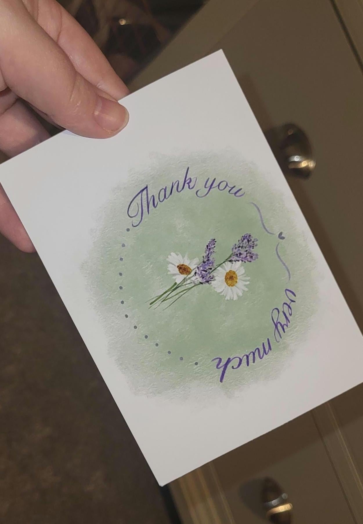 Thank You Very Much A5 Cards - Lavender and Daisies Floral - Can be personalised