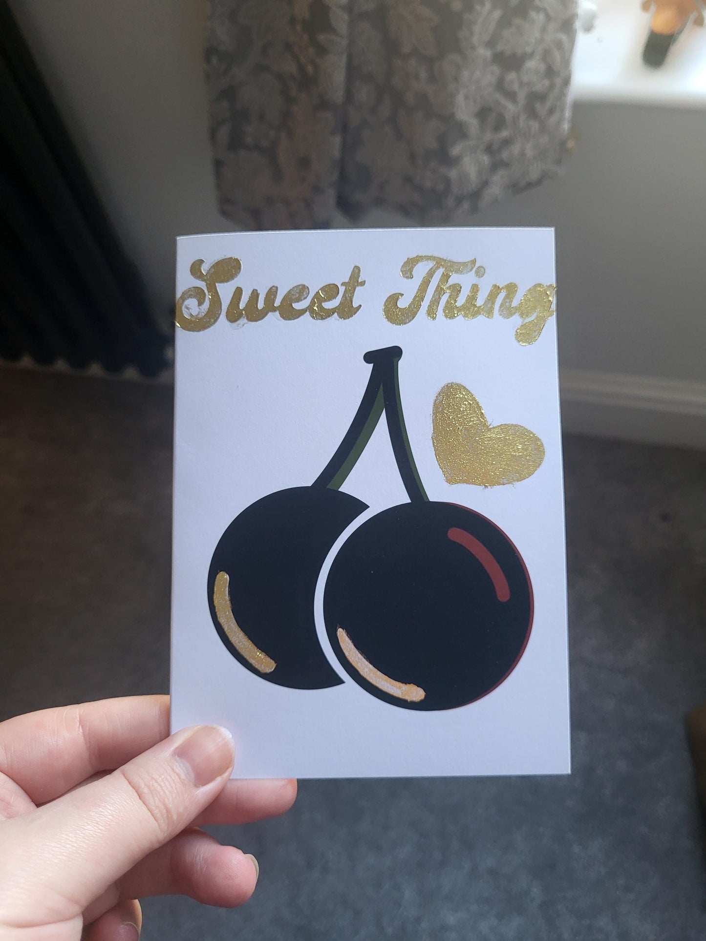 Small 'Sweet Thing' greeting cards with gold embellishments