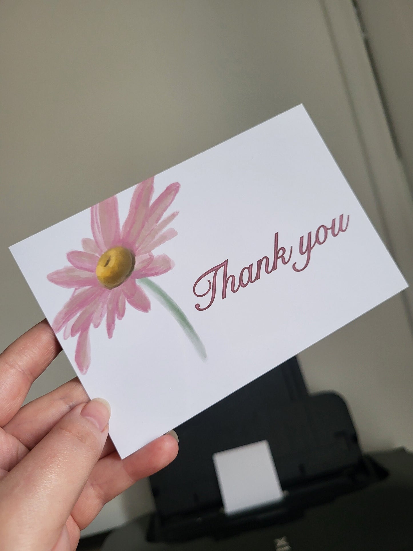 Thank You Card - 4"x6" glossy thank you card with flower detail