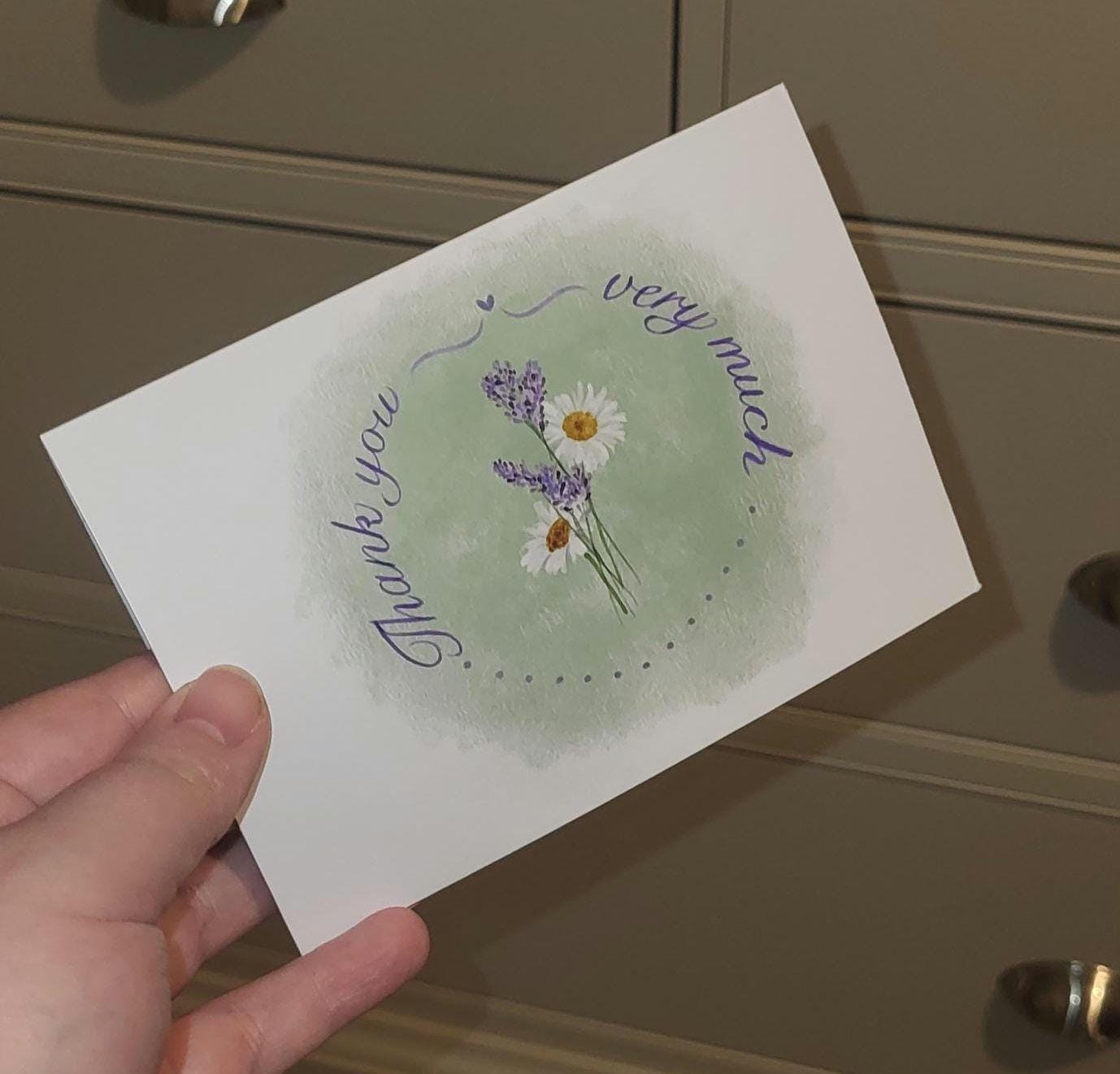 Thank You Very Much A5 Cards - Lavender and Daisies Floral - Can be personalised
