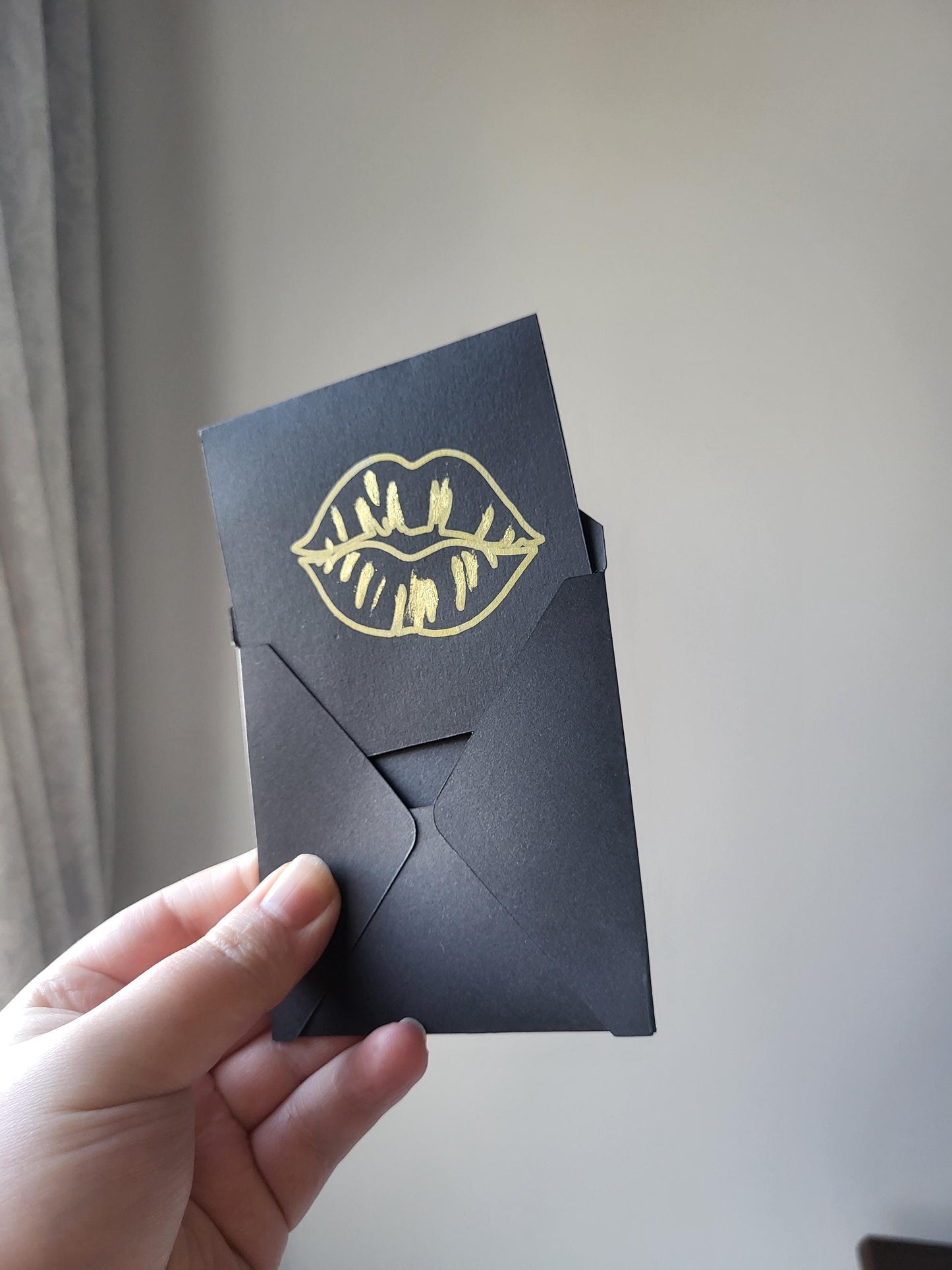 Mini Greeting Cards 4" x 4" semi hand painted cards on black card and gold embellishment