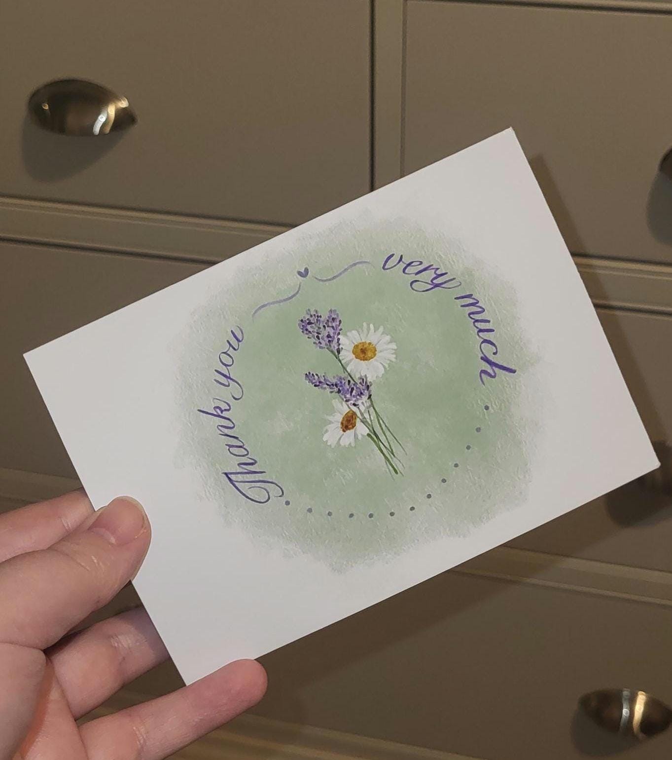 Thank You Very Much A5 Cards - Lavender and Daisies Floral - Can be personalised