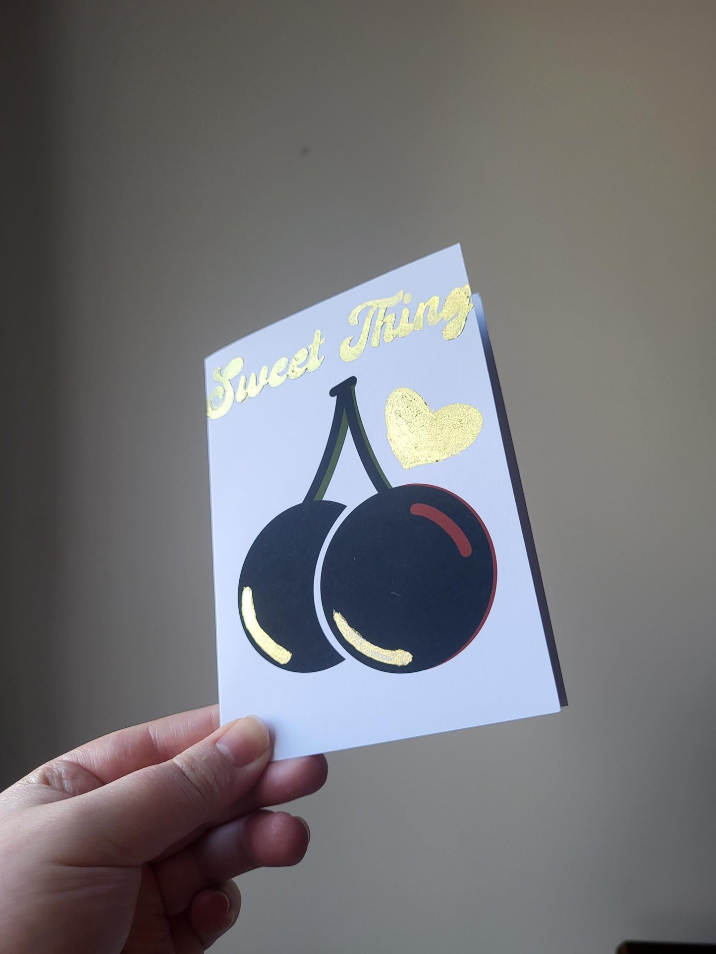 Small 'Sweet Thing' greeting cards with gold embellishments