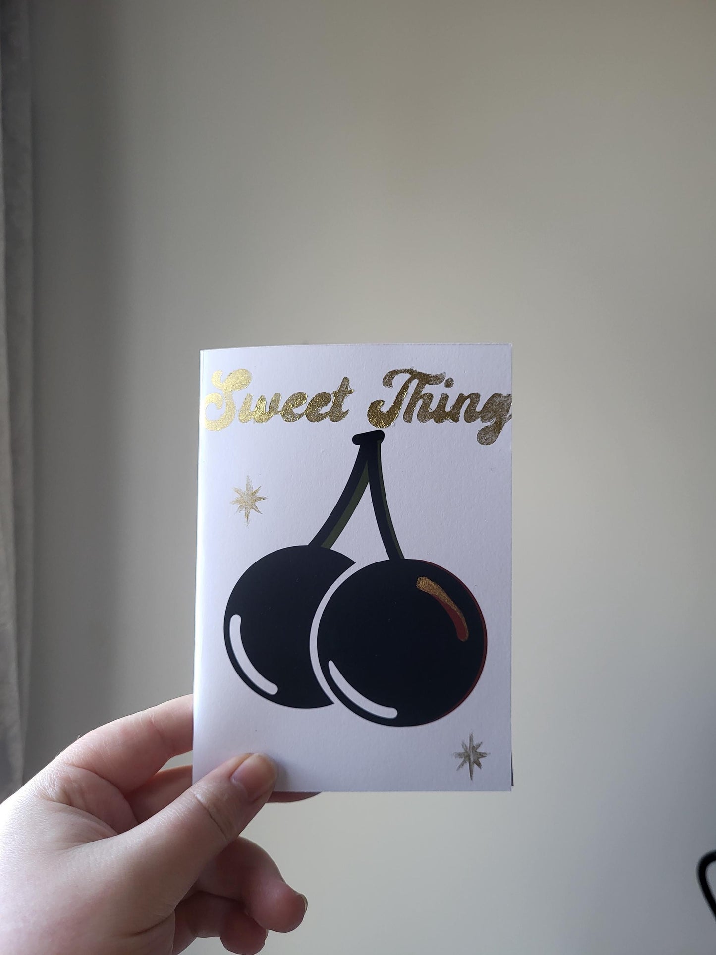 Small 'Sweet Thing' greeting cards with gold embellishments
