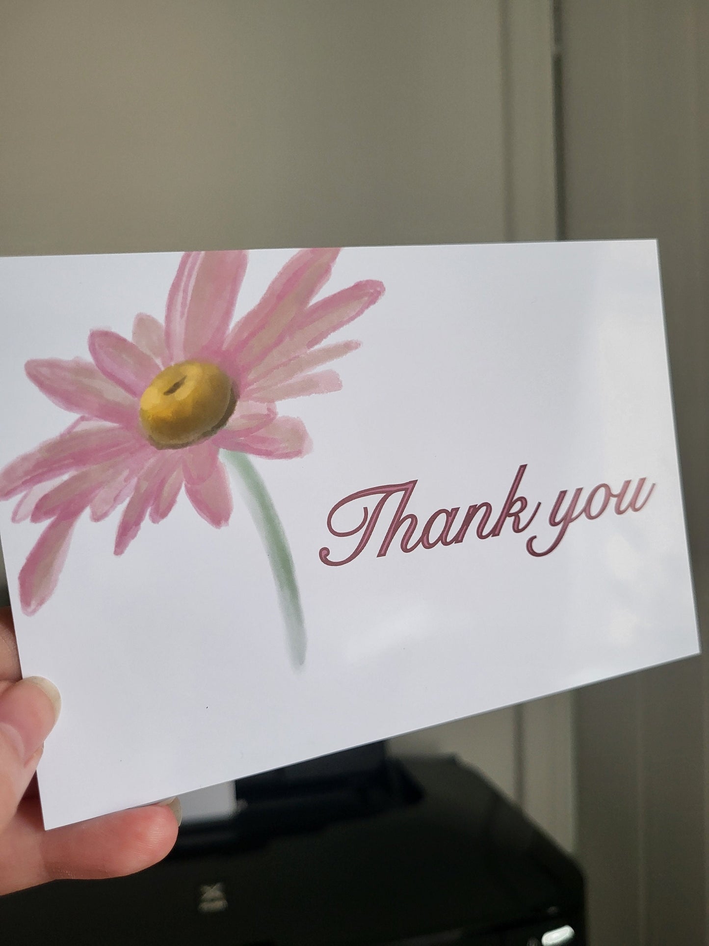 Thank You Card - 4"x6" glossy thank you card with flower detail
