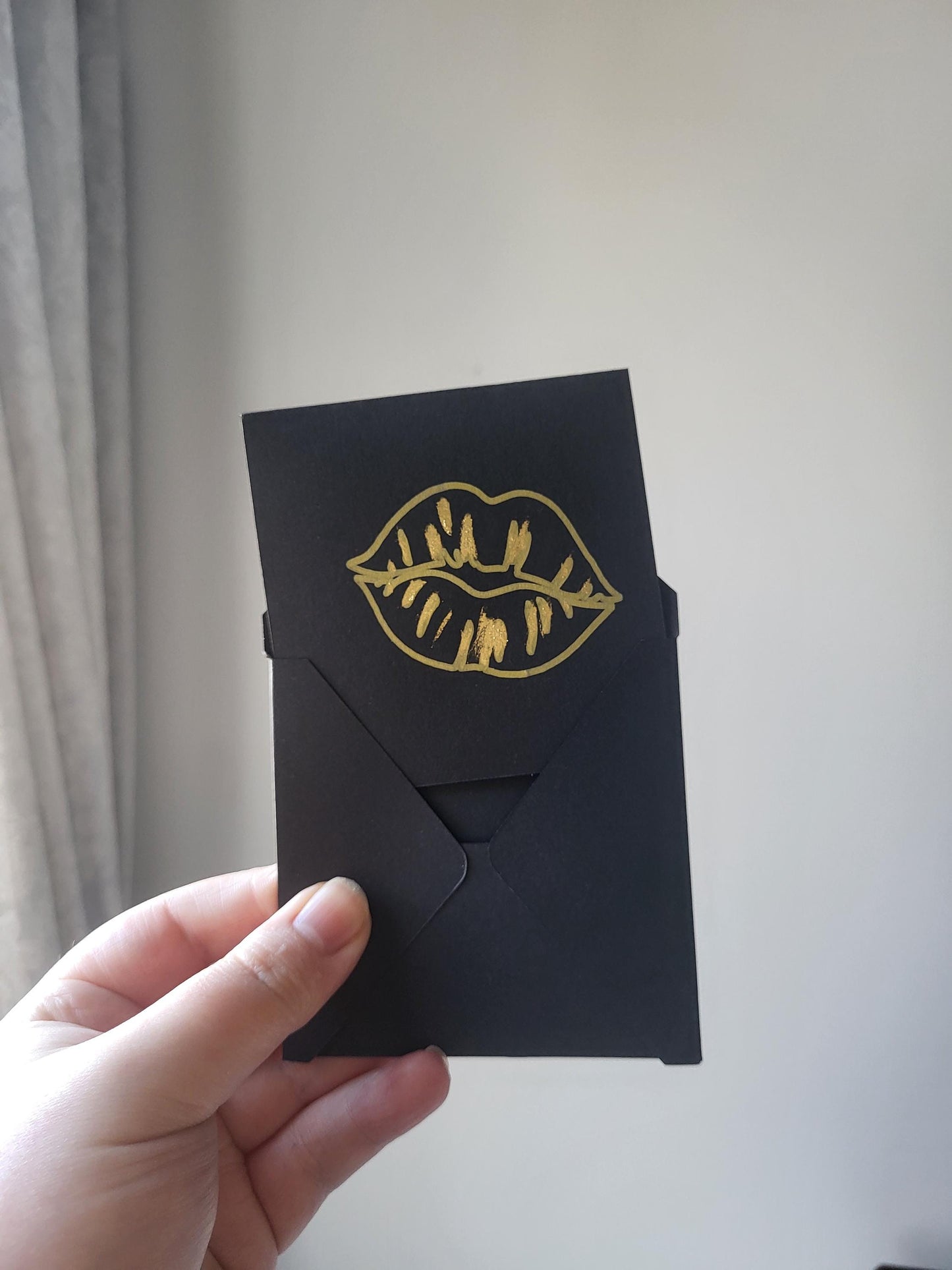 Mini Greeting Cards 4" x 4" semi hand painted cards on black card and gold embellishment