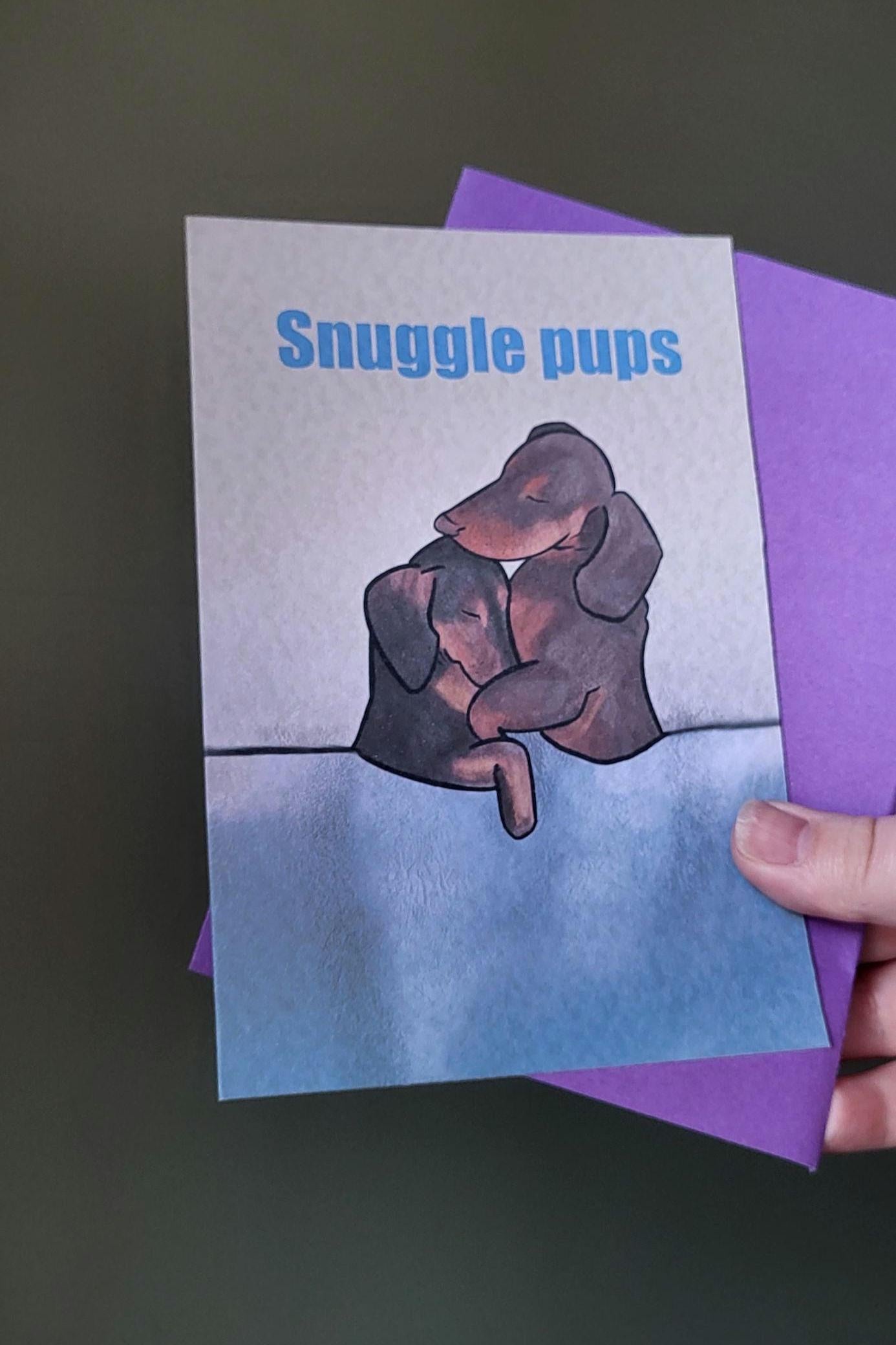 Dachshunds “Snuggle Pups” Greeting/Birthday Card