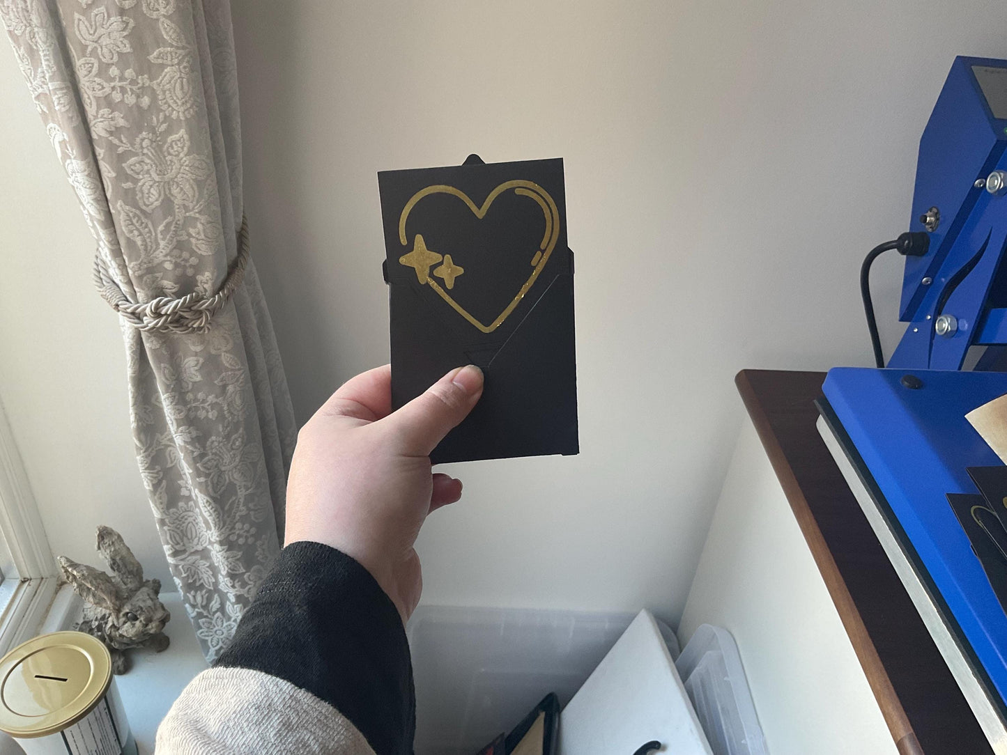 Mini Greeting Cards 4" x 4" semi hand painted cards on black card and gold embellishment