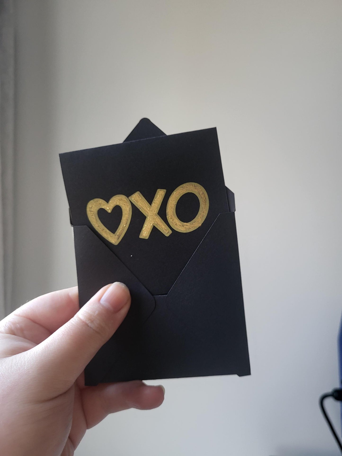 Mini Greeting Cards 4" x 4" semi hand painted cards on black card and gold embellishment