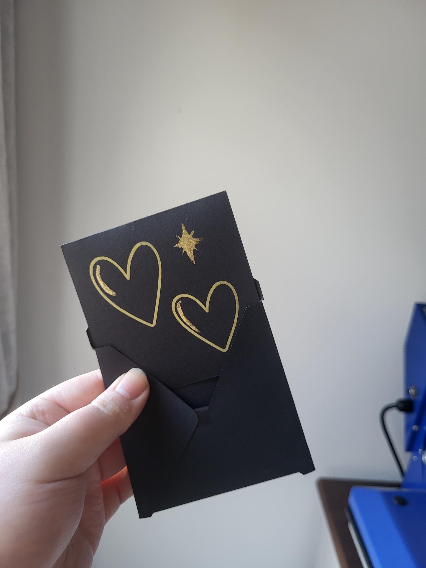 Mini Greeting Cards 4" x 4" semi hand painted cards on black card and gold embellishment