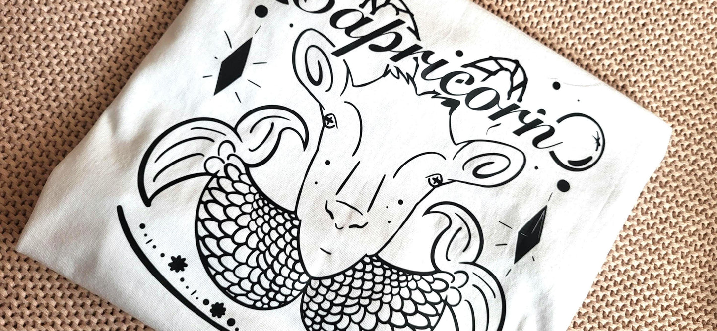 Capricorn Design Unisex Cotton T-shirt - available in different sizes and colours