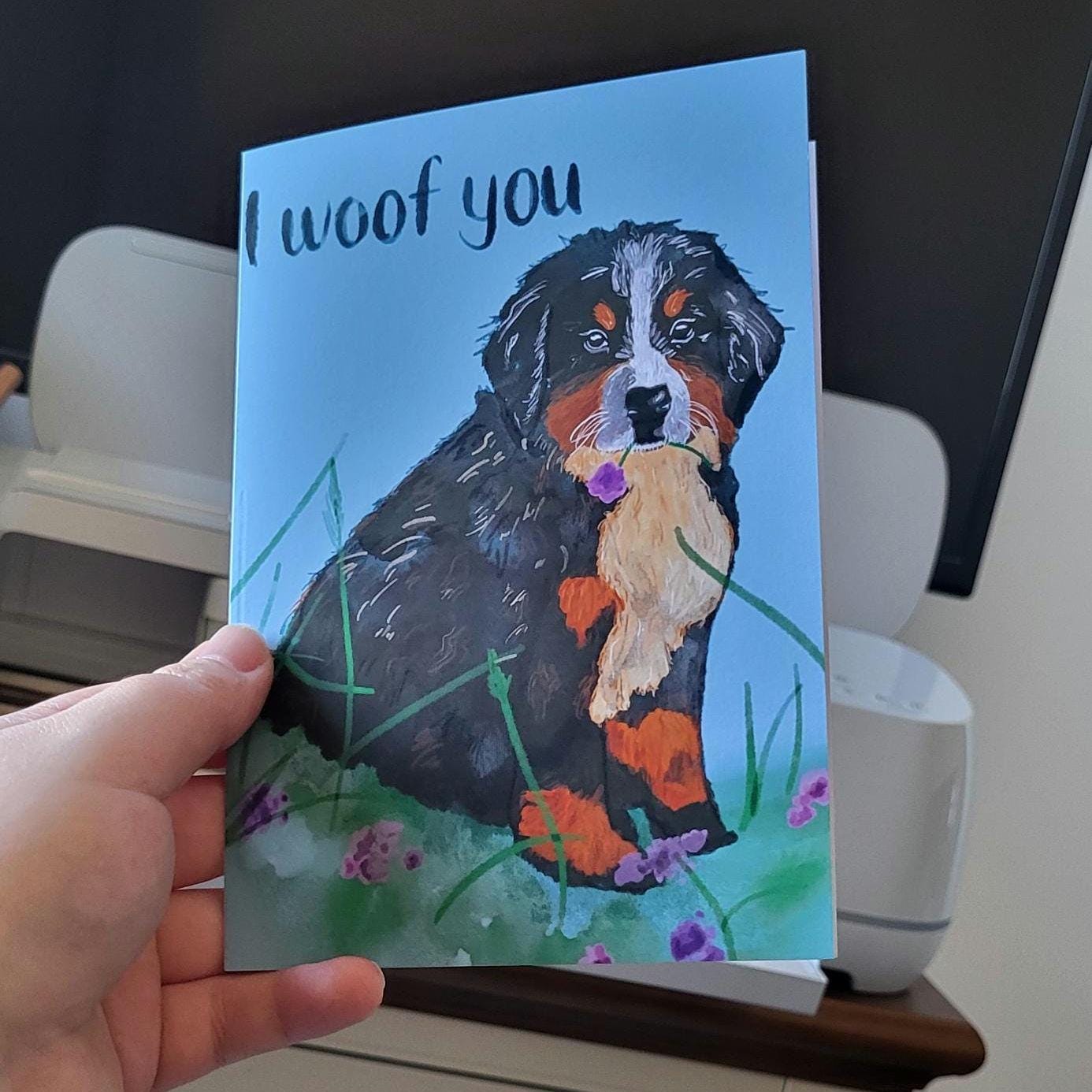 Bernese Mountain Puppy “I Woof You” Greeting/Birthday/Anniversary Card