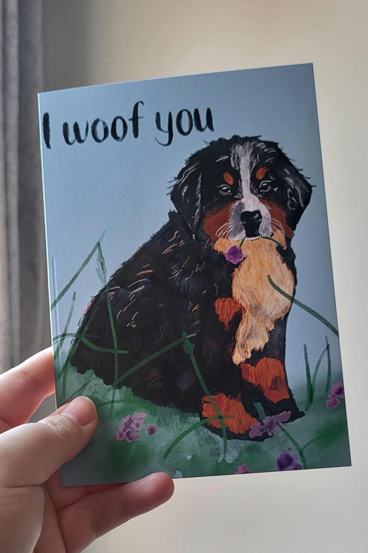 Bernese Mountain Puppy “I Woof You” Greeting/Birthday/Anniversary Card