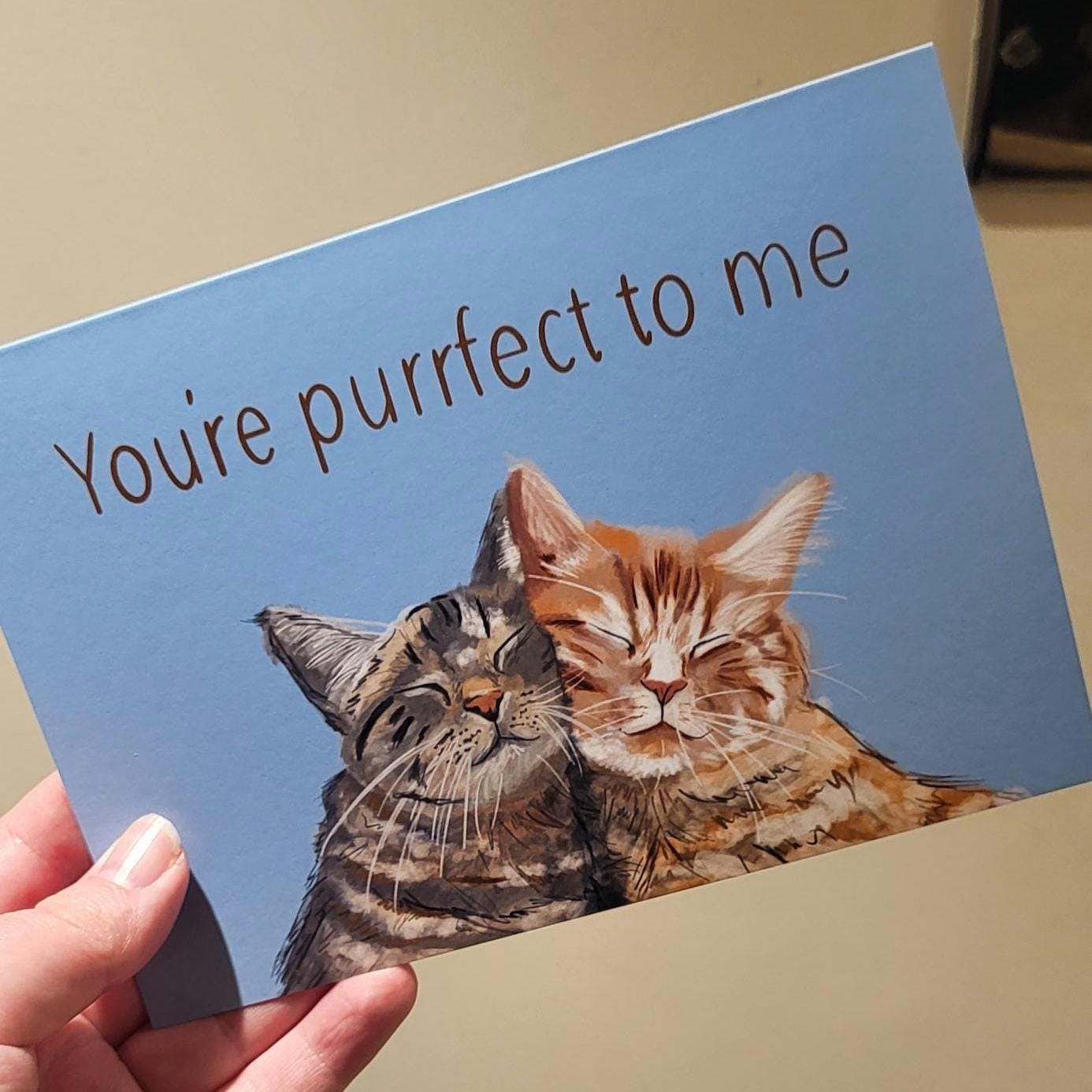 Purrfect pair of kittens 'You're purrfect to me' card - anniversary/birthday/greeting card