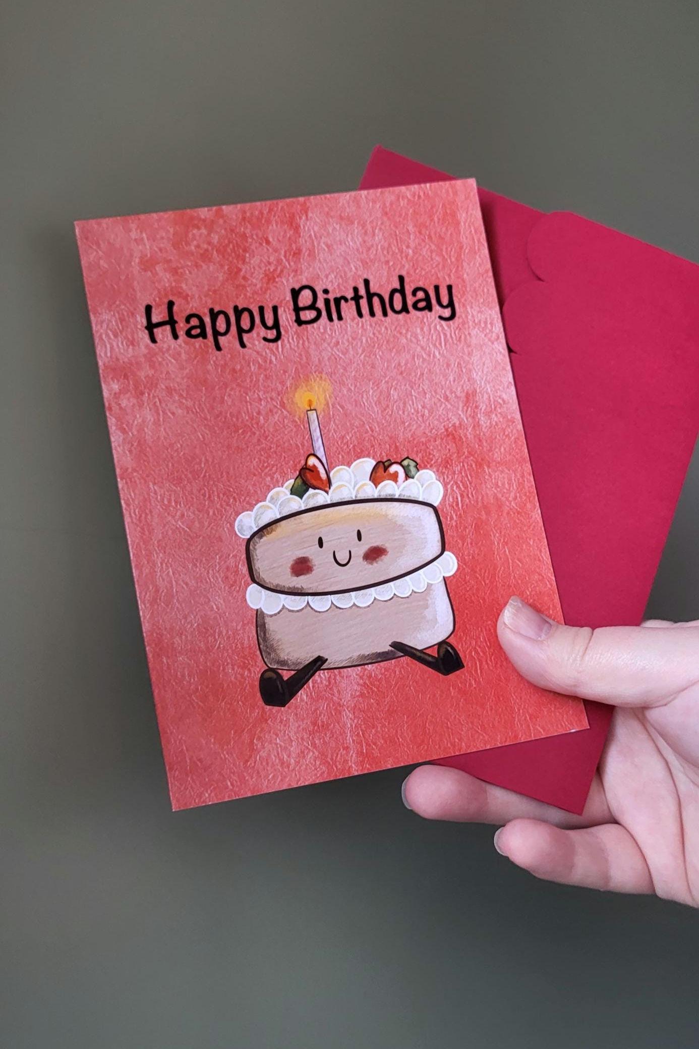 Cute Cake "Happy Birthday" Card