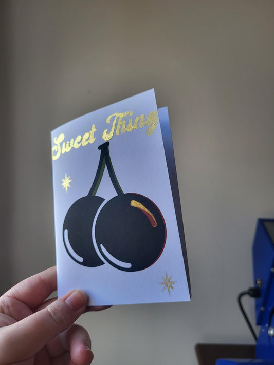 Small 'Sweet Thing' greeting cards with gold embellishments