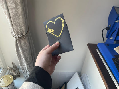Mini Greeting Cards 4" x 4" semi hand painted cards on black card and gold embellishment