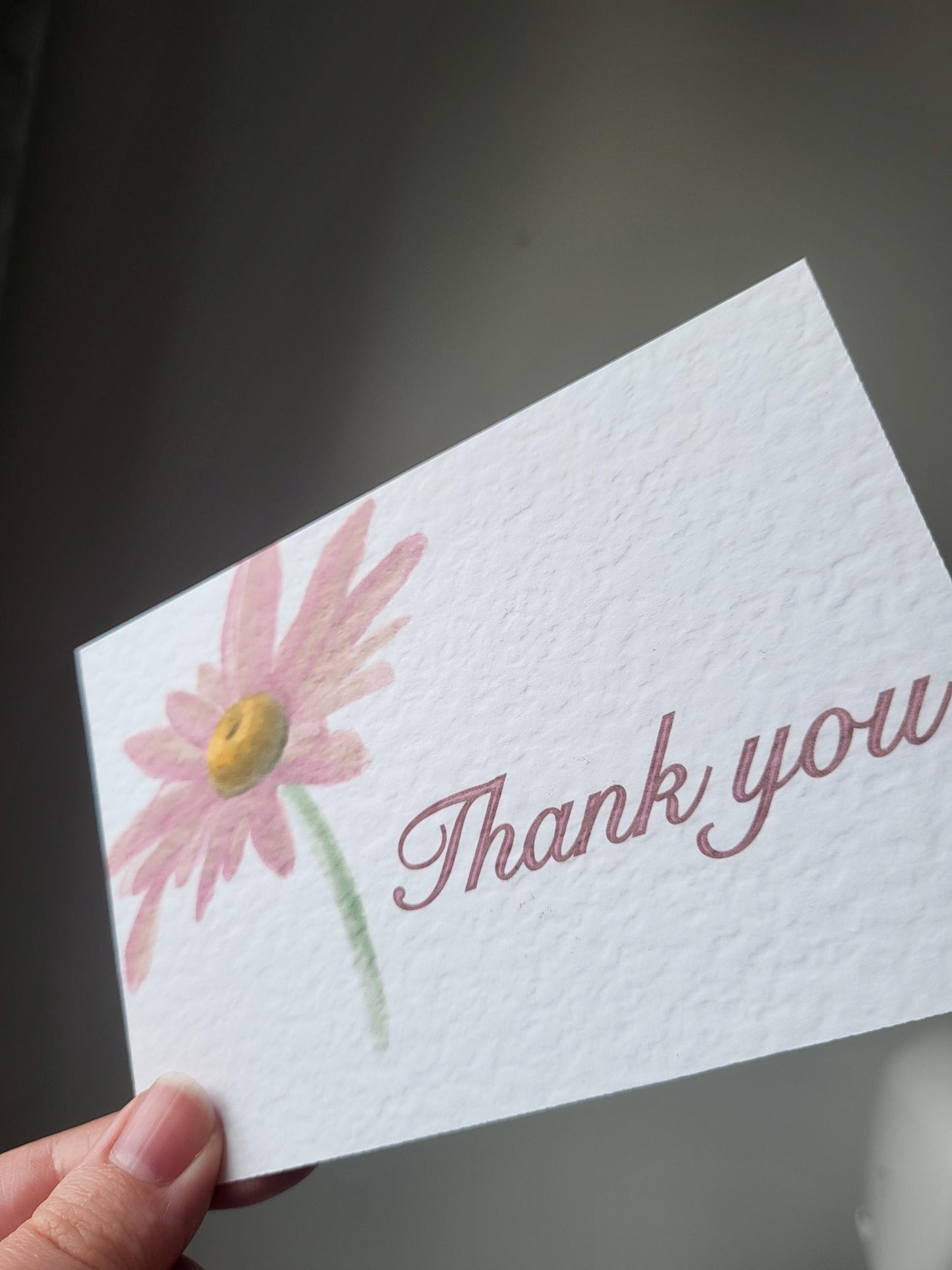Thank You Cards - approx 4"x6" pack of 10 - hammered thank you card with flower detail