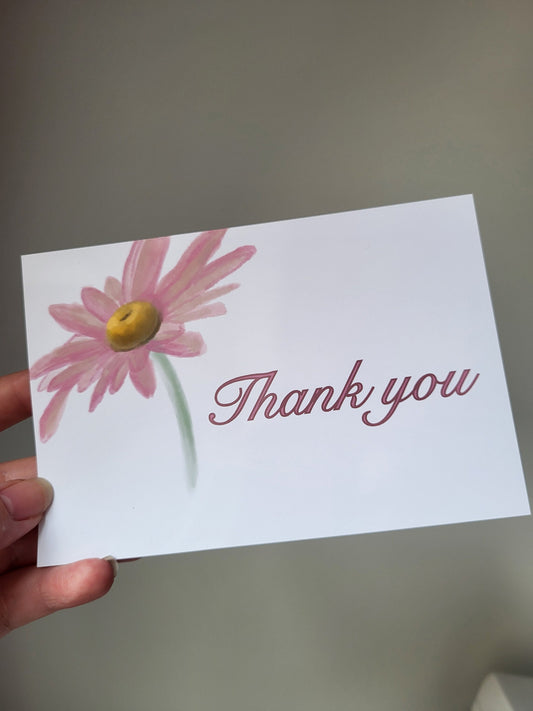 Thank You Card - 4"x6" glossy thank you card with flower detail