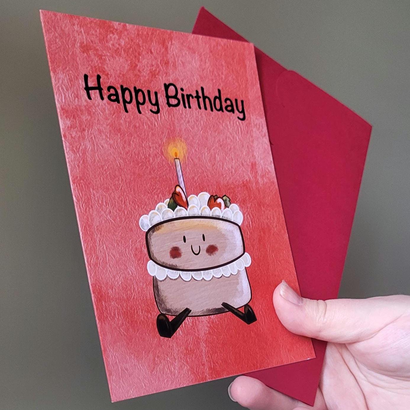 Cute Cake "Happy Birthday" Card