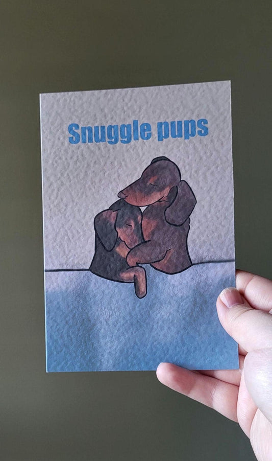 Dachshunds “Snuggle Pups” Greeting/Birthday Card