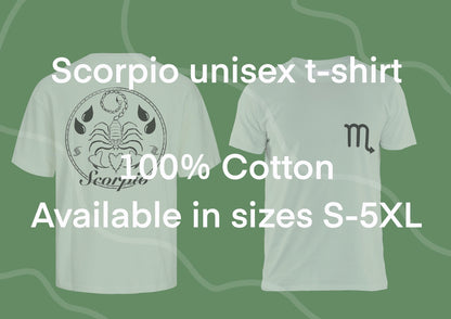 Scorpio Design Unisex Cotton T-shirt - available in different sizes and colours