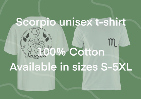 Scorpio Design Unisex Cotton T-shirt - available in different sizes and colours