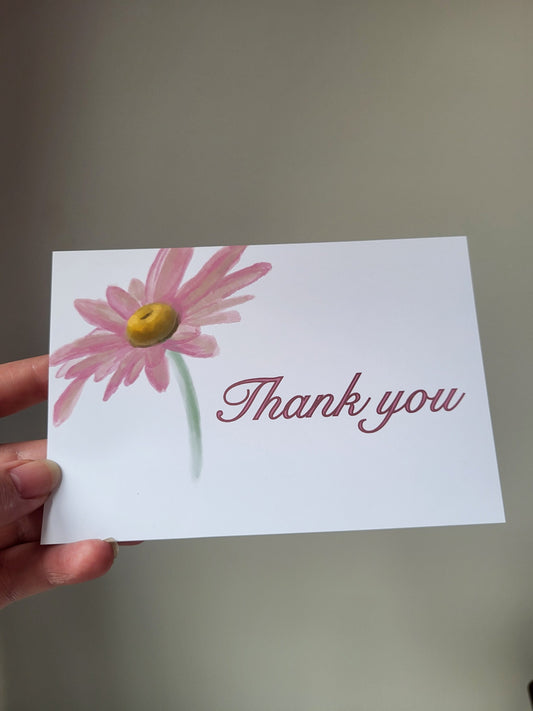 Thank You Card - 4"x6" glossy thank you card with flower detail