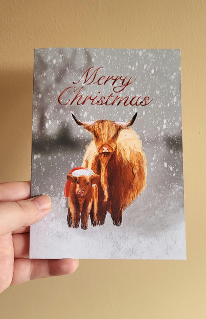 Highland Cows Christmas Card