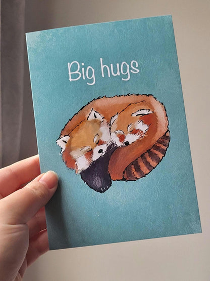 Red Panda ‘Big hugs’ Greeting/Birthday Card