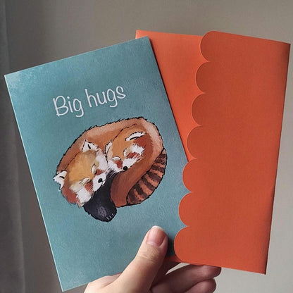 Red Panda ‘Big hugs’ Greeting/Birthday Card