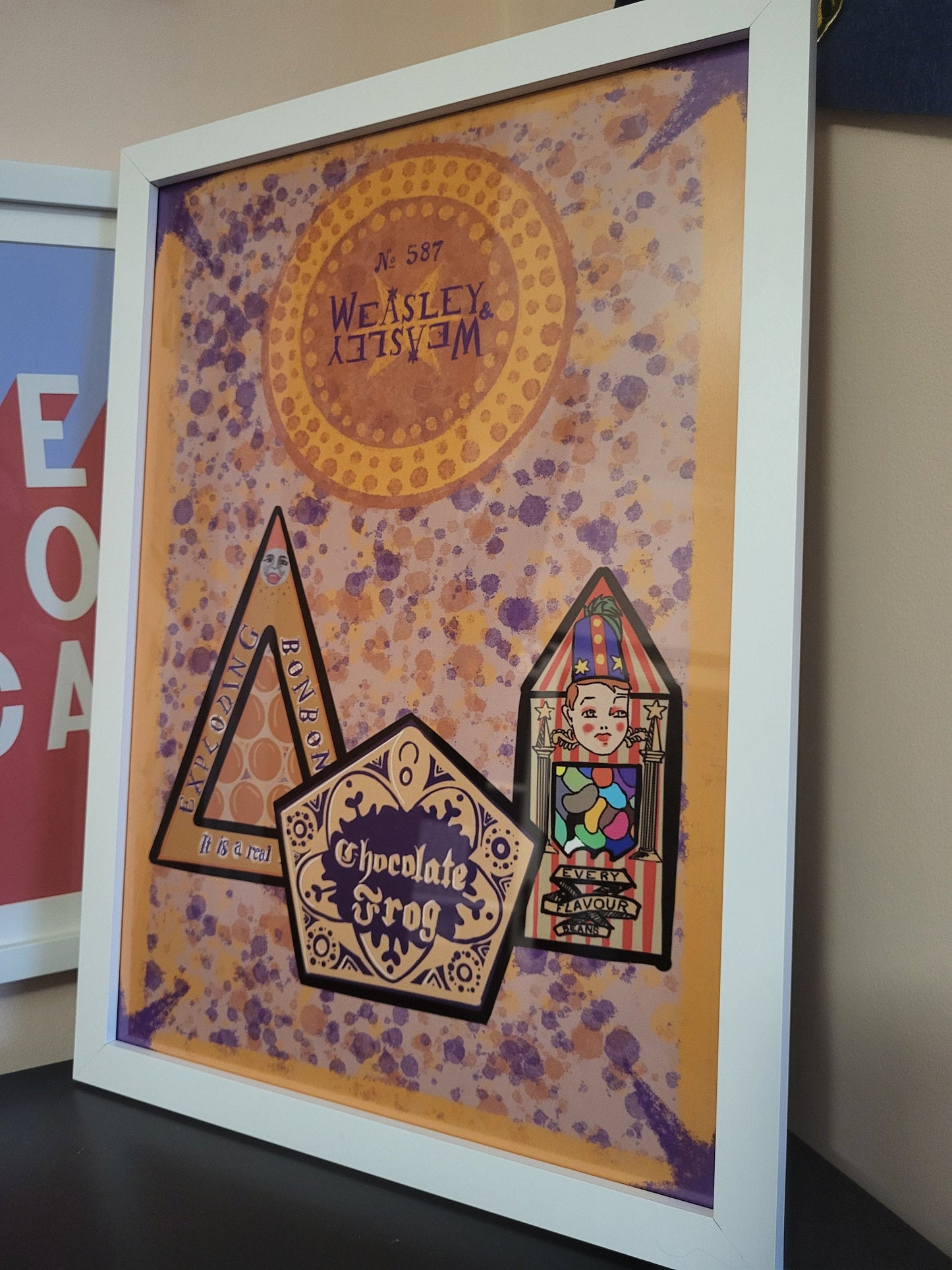Harry Potter Sweets Print - Weasley and Weasley - Chocolate Frog, Bertie Bott’s Beans, Exploading Bon Bon’s - available in different sizes