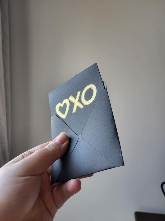 Mini Greeting Cards 4" x 4" semi hand painted cards on black card and gold embellishment