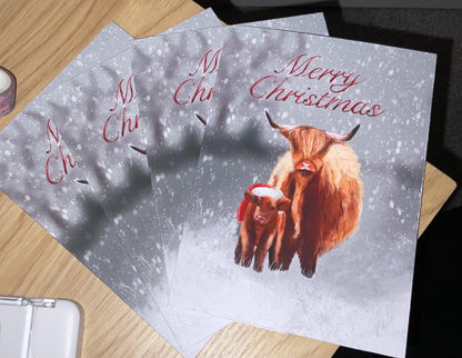 Highland Cows Christmas Card