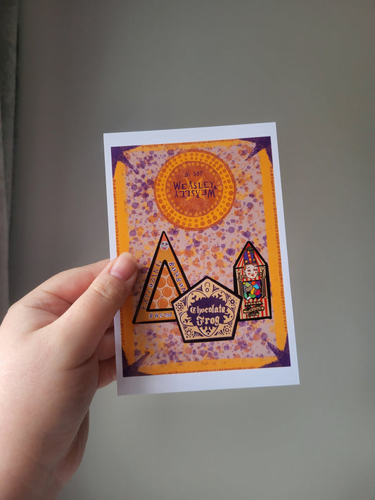 Harry Potter Sweets Print - Weasley and Weasley - Chocolate Frog, Bertie Bott’s Beans, Exploading Bon Bon’s - available in different sizes