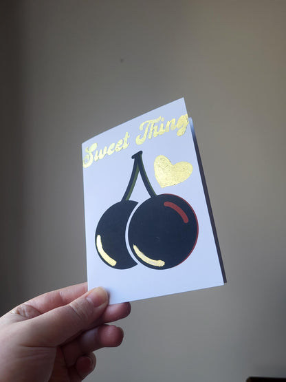 Small 'Sweet Thing' greeting cards with gold embellishments
