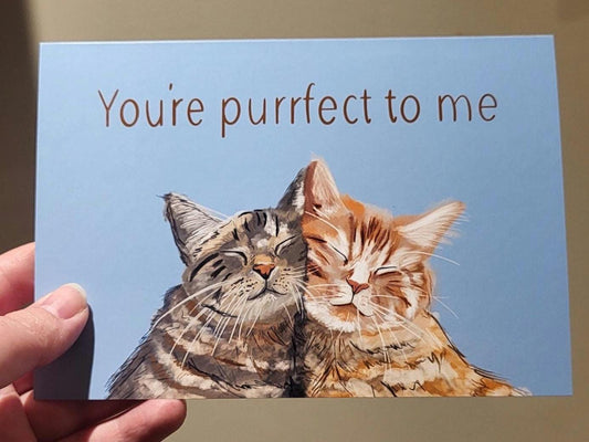 Purrfect pair of kittens 'You're purrfect to me' card - anniversary/birthday/greeting card