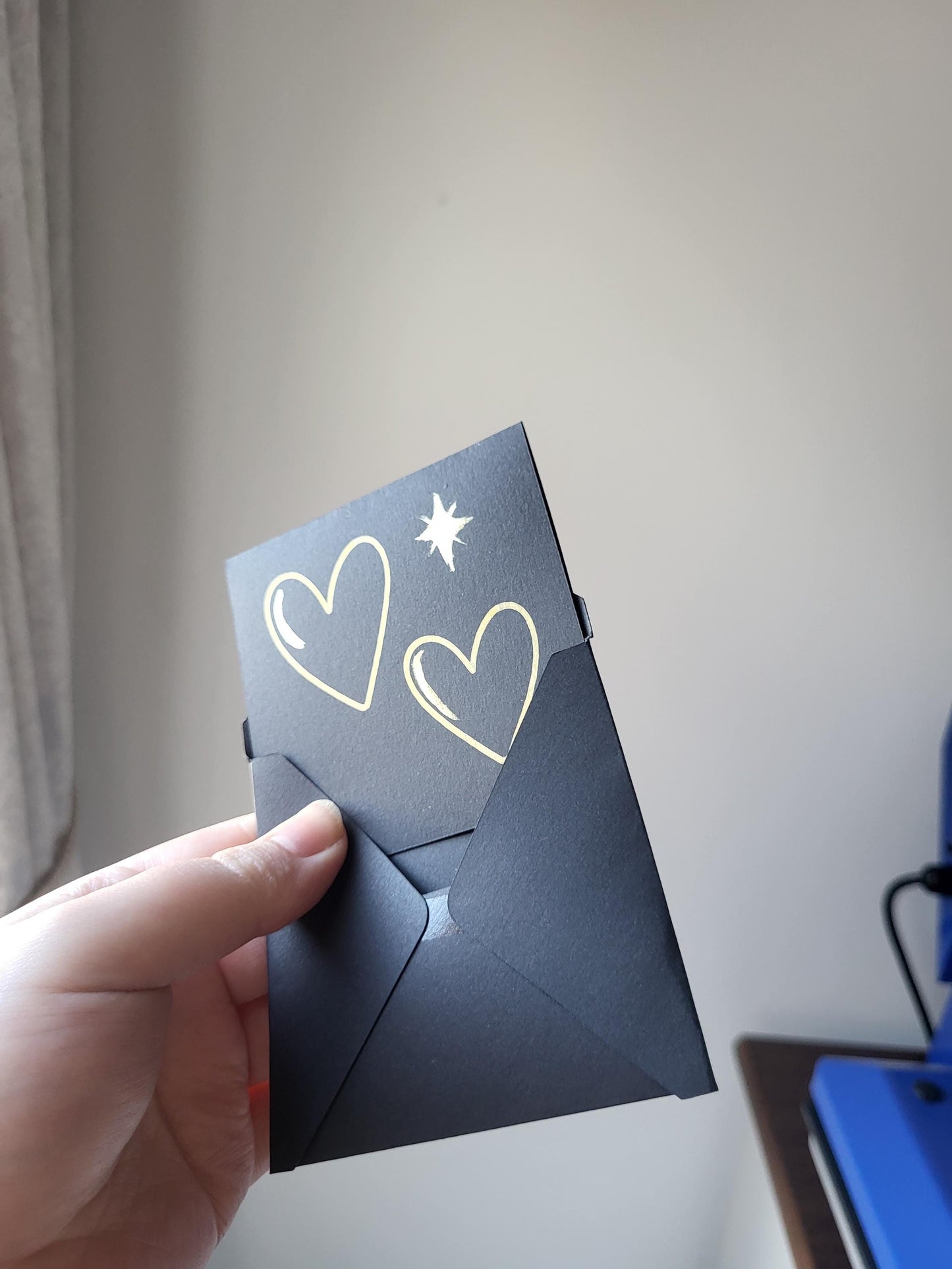 Mini Greeting Cards 4" x 4" semi hand painted cards on black card and gold embellishment