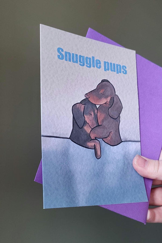 Dachshunds “Snuggle Pups” Greeting/Birthday Card
