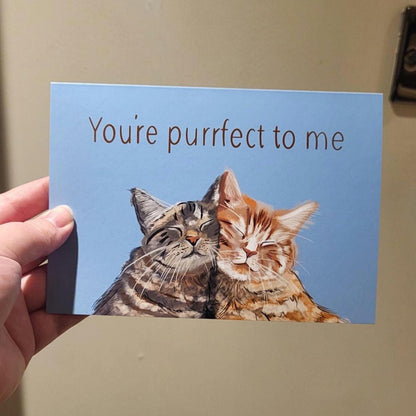 Purrfect pair of kittens 'You're purrfect to me' card - anniversary/birthday/greeting card