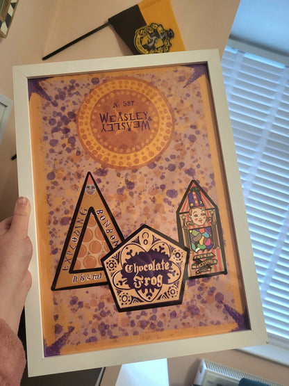 Harry Potter Sweets Print - Weasley and Weasley - Chocolate Frog, Bertie Bott’s Beans, Exploading Bon Bon’s - available in different sizes