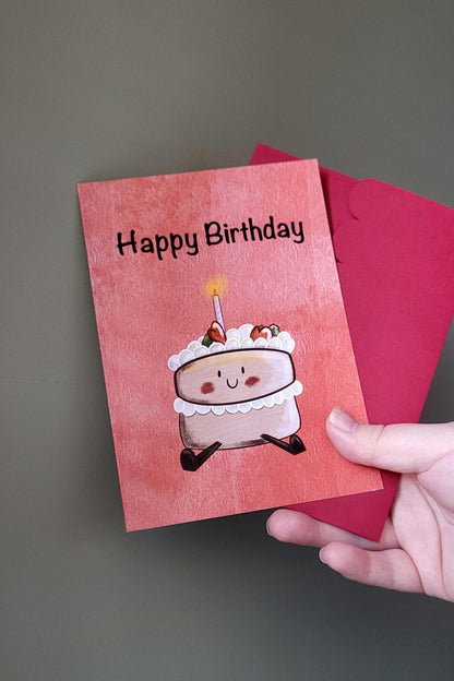 Cute Cake "Happy Birthday" Card