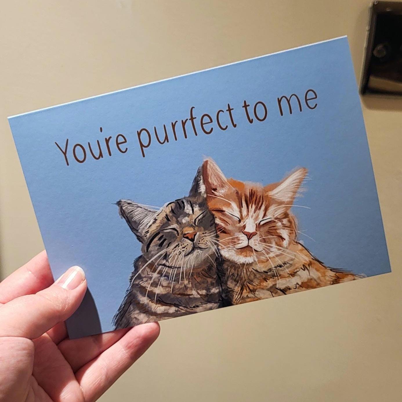 Purrfect pair of kittens 'You're purrfect to me' card - anniversary/birthday/greeting card