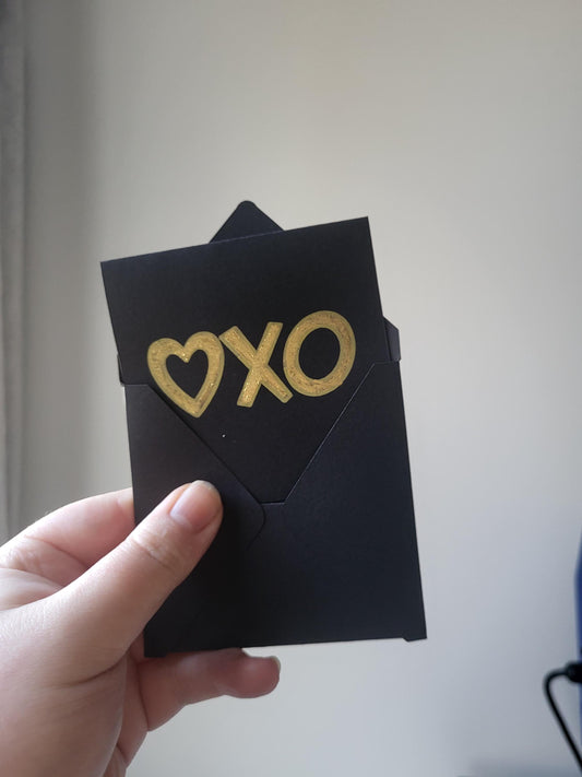 Mini Greeting Cards 4" x 4" semi hand painted cards on black card and gold embellishment