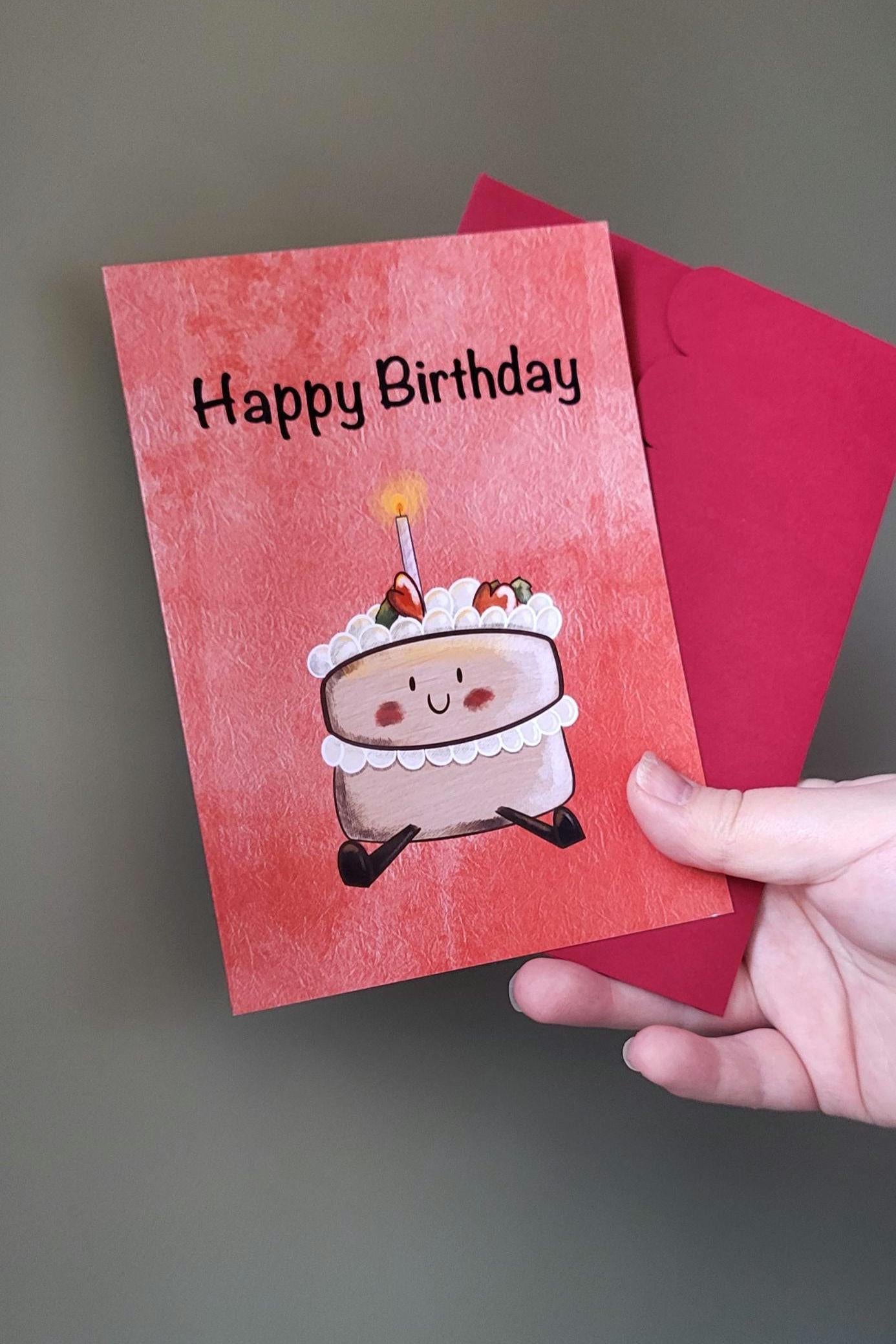 Cute Cake "Happy Birthday" Card